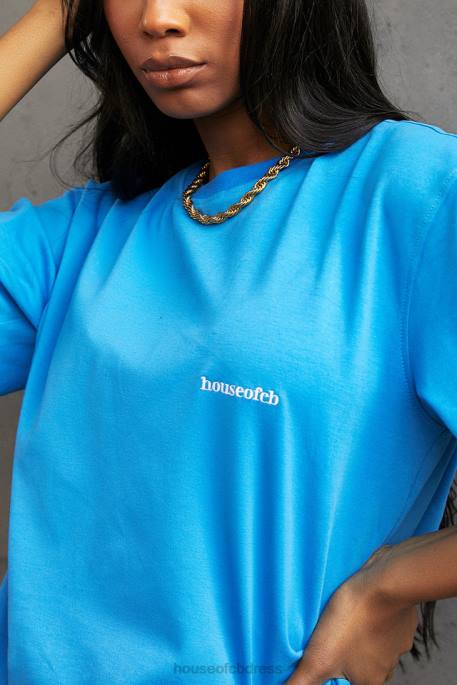 House of CB Quinn Blue Oversized Cotton Jersey T Shirt Clothing 4H6N788