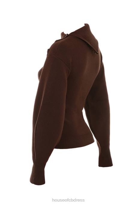 House of CB Adelita Chocolate Cashmere Blend Sweater Clothing 4H6N654