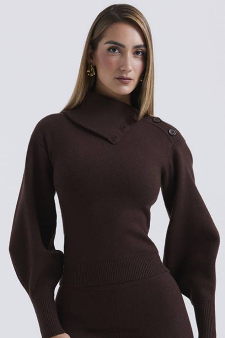 House of CB Adelita Chocolate Cashmere Blend Sweater Clothing 4H6N654
