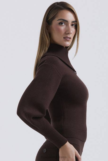 House of CB Adelita Chocolate Cashmere Blend Sweater Clothing 4H6N654