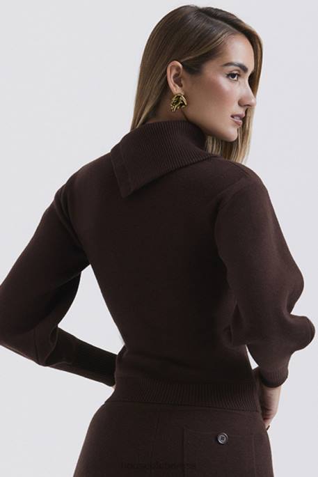 House of CB Adelita Chocolate Cashmere Blend Sweater Clothing 4H6N654