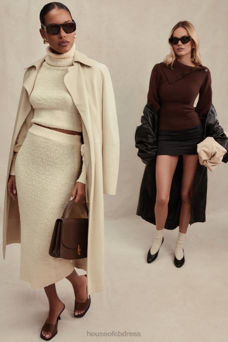 House of CB Nyala Cream Soft Boucle Knit Cropped Sweater Clothing 4H6N660