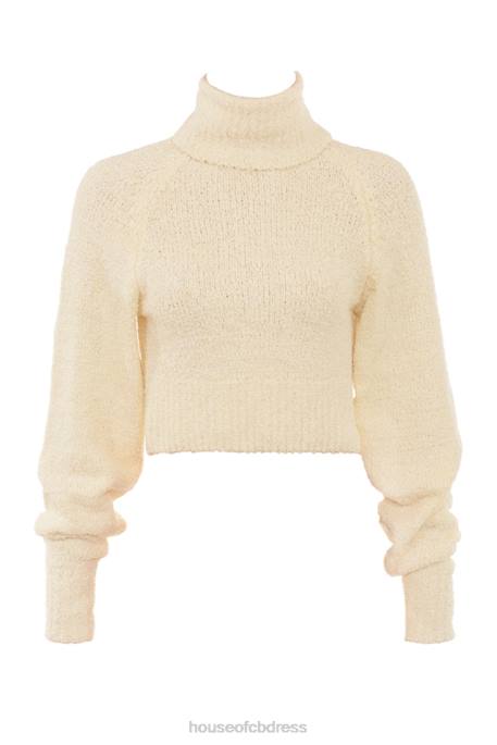 House of CB Nyala Cream Soft Boucle Knit Cropped Sweater Clothing 4H6N660