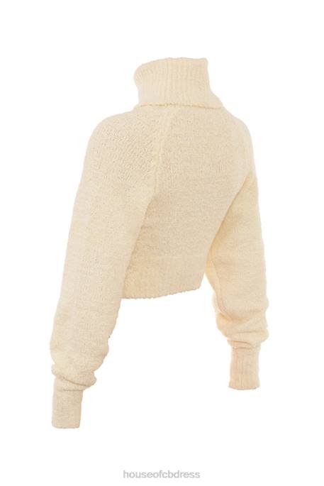 House of CB Nyala Cream Soft Boucle Knit Cropped Sweater Clothing 4H6N660