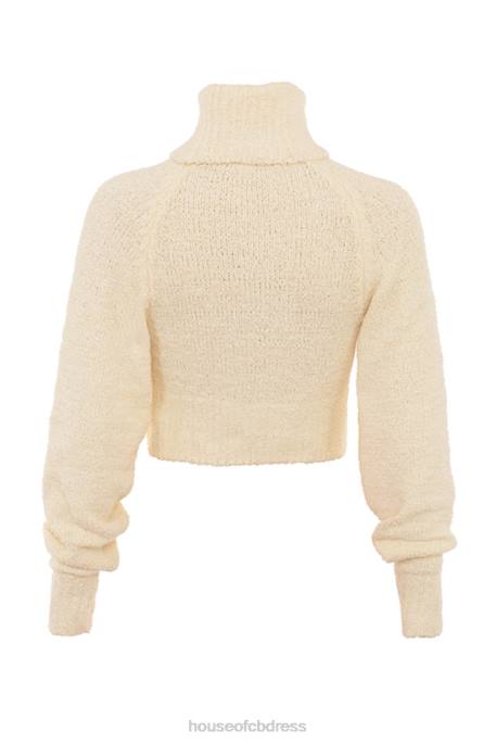 House of CB Nyala Cream Soft Boucle Knit Cropped Sweater Clothing 4H6N660