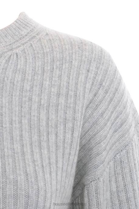 House of CB Shana Grey Oversized Crop Ribbed Sweater Clothing 4H6N771
