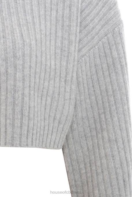 House of CB Shana Grey Oversized Crop Ribbed Sweater Clothing 4H6N771