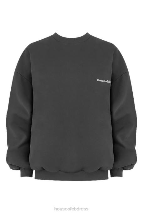 House of CB Tommy Charcoal Oversized Crewneck Sweatshirt Clothing 4H6N801