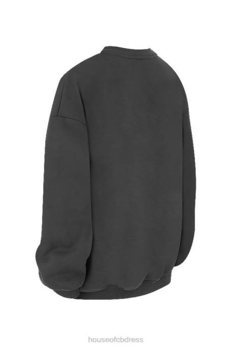 House of CB Tommy Charcoal Oversized Crewneck Sweatshirt Clothing 4H6N801