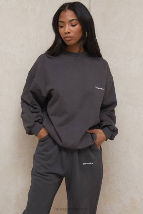 House of CB Tommy Charcoal Oversized Crewneck Sweatshirt Clothing 4H6N801