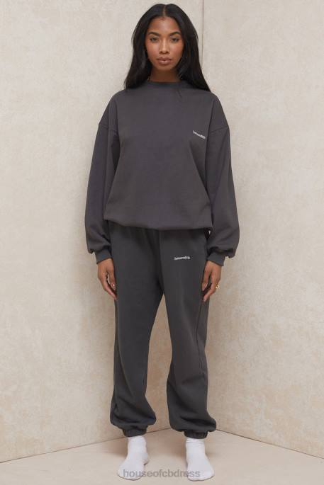 House of CB Tommy Charcoal Oversized Crewneck Sweatshirt Clothing 4H6N801