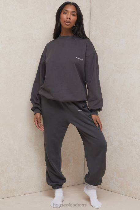 House of CB Tommy Charcoal Oversized Crewneck Sweatshirt Clothing 4H6N801