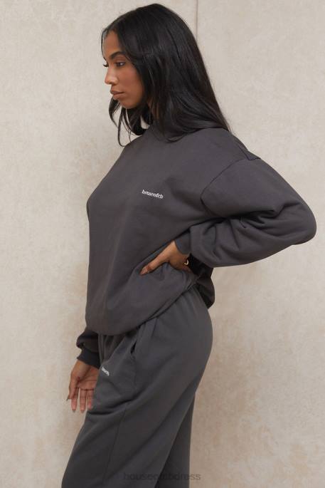 House of CB Tommy Charcoal Oversized Crewneck Sweatshirt Clothing 4H6N801
