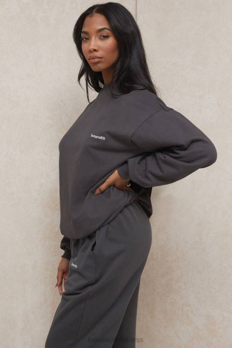 House of CB Tommy Charcoal Oversized Crewneck Sweatshirt Clothing 4H6N801