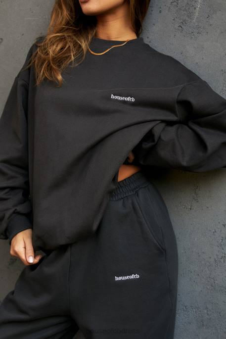 House of CB Tommy Charcoal Oversized Crewneck Sweatshirt Clothing 4H6N801