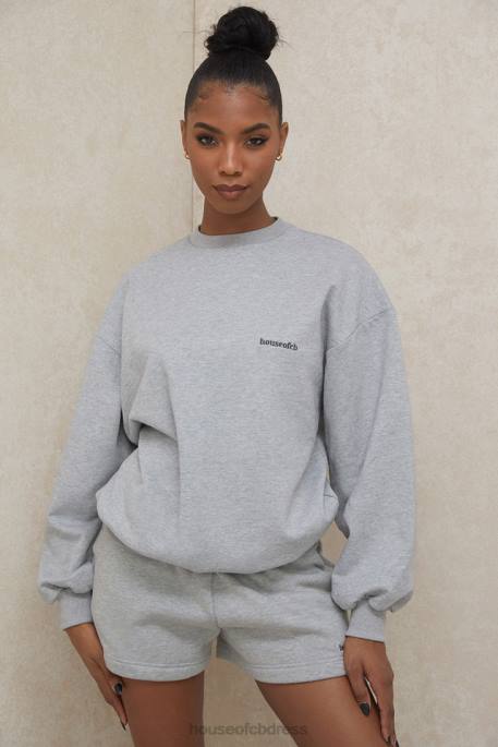 House of CB Tommy Grey Oversized Crewneck Sweatshirt Clothing 4H6N803