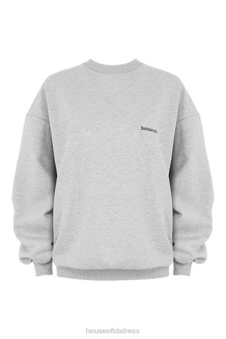 House of CB Tommy Grey Oversized Crewneck Sweatshirt Clothing 4H6N803