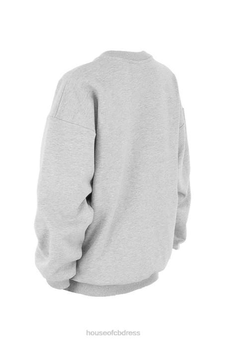 House of CB Tommy Grey Oversized Crewneck Sweatshirt Clothing 4H6N803