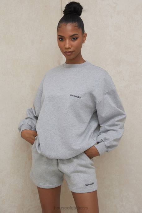 House of CB Tommy Grey Oversized Crewneck Sweatshirt Clothing 4H6N803
