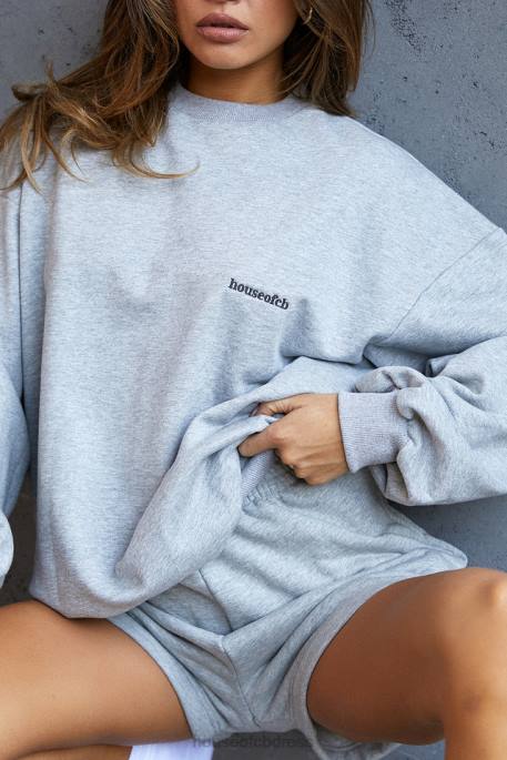 House of CB Tommy Grey Oversized Crewneck Sweatshirt Clothing 4H6N803