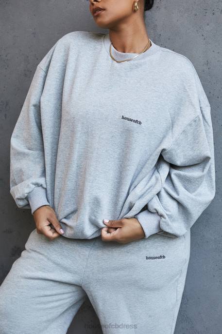 House of CB Tommy Grey Oversized Crewneck Sweatshirt Clothing 4H6N803