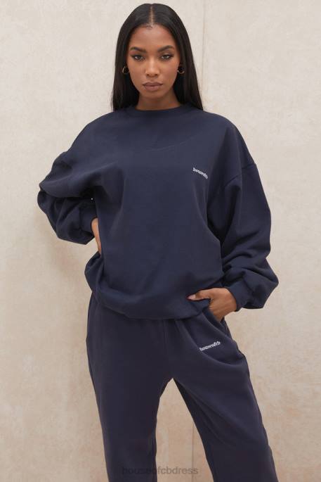 House of CB Tommy Navy Oversized Crewneck Sweatshirt Clothing 4H6N800