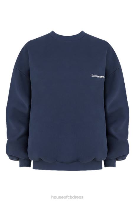 House of CB Tommy Navy Oversized Crewneck Sweatshirt Clothing 4H6N800