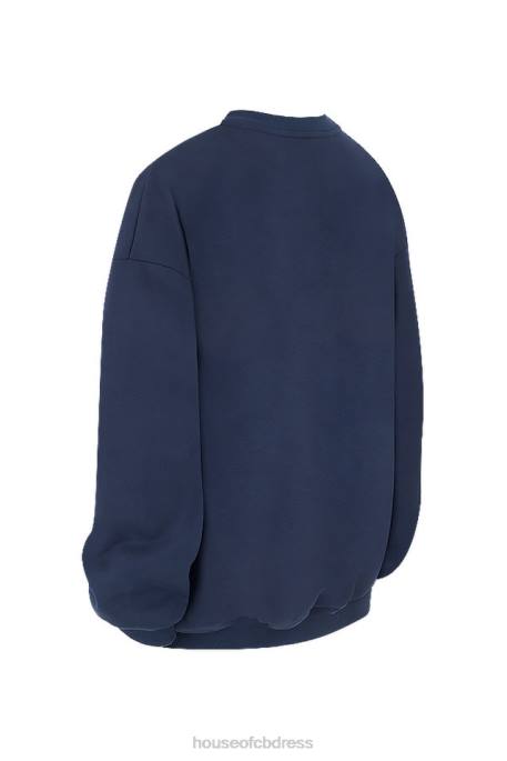 House of CB Tommy Navy Oversized Crewneck Sweatshirt Clothing 4H6N800