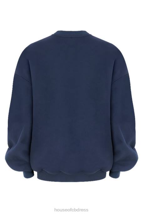 House of CB Tommy Navy Oversized Crewneck Sweatshirt Clothing 4H6N800