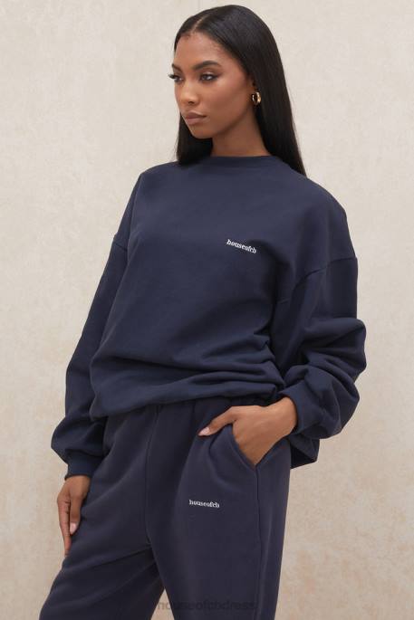 House of CB Tommy Navy Oversized Crewneck Sweatshirt Clothing 4H6N800