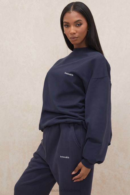 House of CB Tommy Navy Oversized Crewneck Sweatshirt Clothing 4H6N800