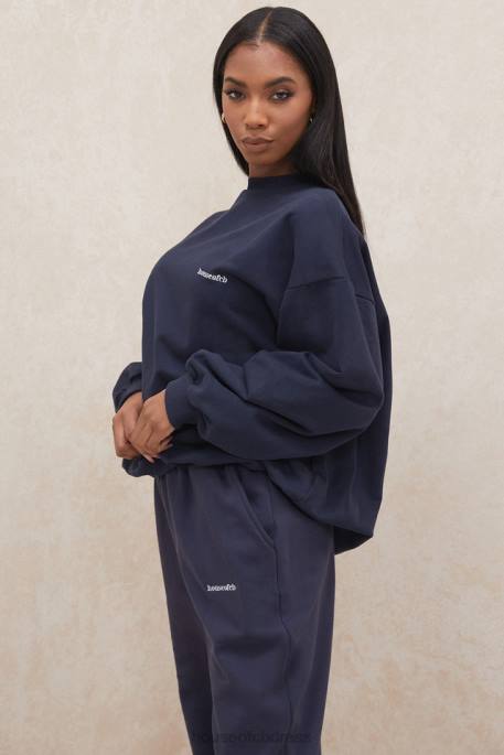 House of CB Tommy Navy Oversized Crewneck Sweatshirt Clothing 4H6N800