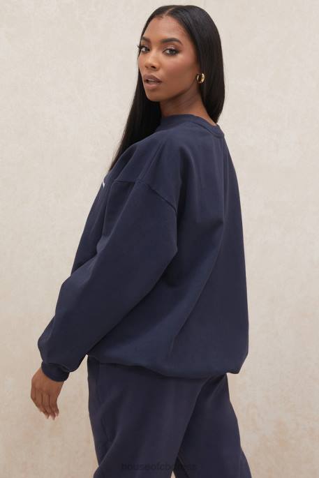 House of CB Tommy Navy Oversized Crewneck Sweatshirt Clothing 4H6N800