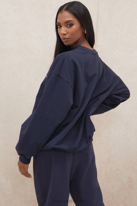 House of CB Tommy Navy Oversized Crewneck Sweatshirt Clothing 4H6N800