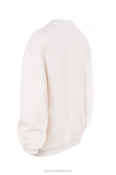 House of CB Tommy Off White Oversized Crewneck Sweatshirt Clothing 4H6N799