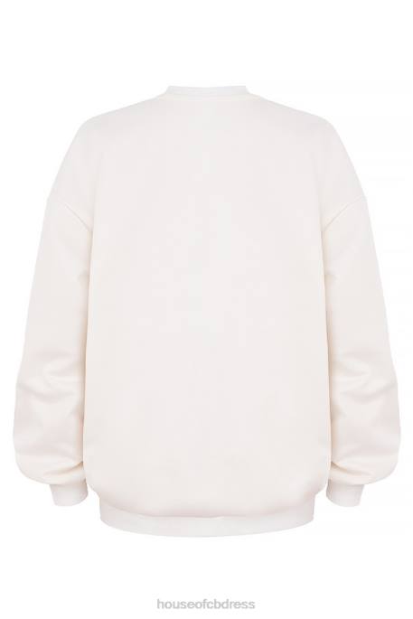 House of CB Tommy Off White Oversized Crewneck Sweatshirt Clothing 4H6N799