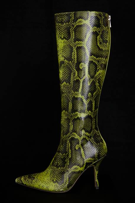 House of CB Royale Green Print Knee High Boots Shoes 4H6N1071