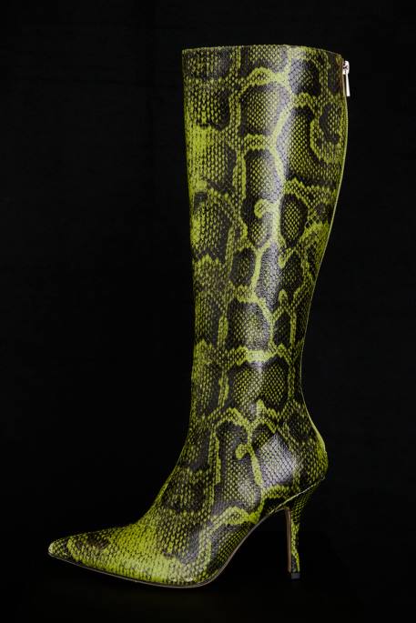 House of CB Royale Green Print Knee High Boots Shoes 4H6N1071