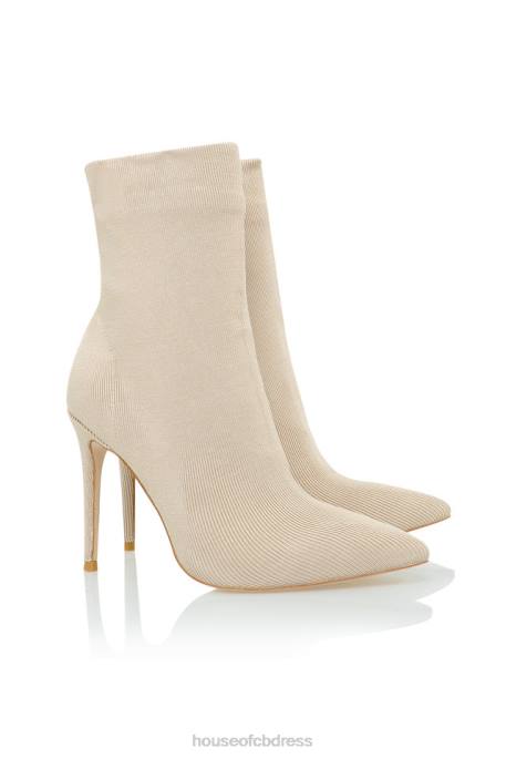 House of CB Sakura Stone Bandage Rib Ankle Boots Shoes 4H6N1117
