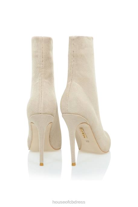 House of CB Sakura Stone Bandage Rib Ankle Boots Shoes 4H6N1117