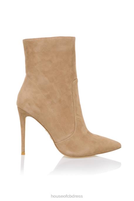 House of CB Serpenti Tan Suede Stiletto Ankle Boot Shoes 4H6N1121