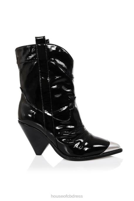 House of CB Terra Black Low Calf Cowboy Boot Shoes 4H6N1109