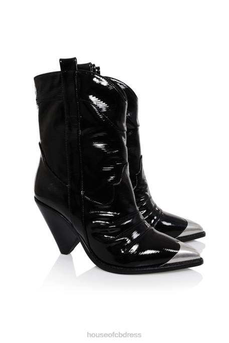 House of CB Terra Black Low Calf Cowboy Boot Shoes 4H6N1109