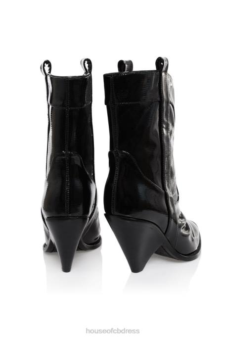 House of CB Terra Black Low Calf Cowboy Boot Shoes 4H6N1109