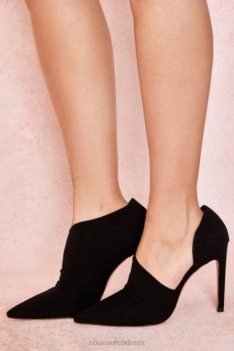 House of CB Honor Black Sueded Cut Out Heels Shoes 4H6N1091