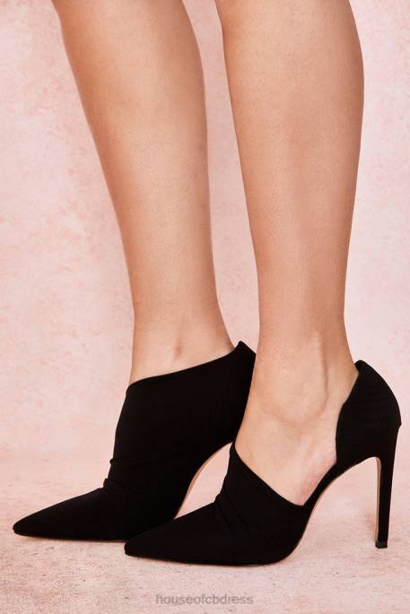 House of CB Honor Black Sueded Cut Out Heels Shoes 4H6N1091