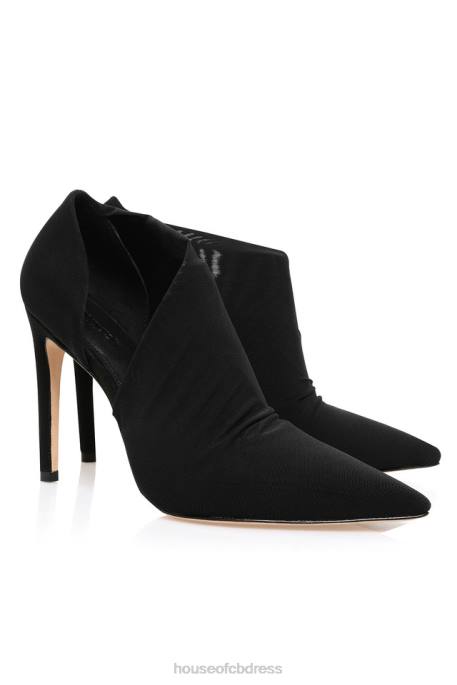 House of CB Honor Black Sueded Cut Out Heels Shoes 4H6N1091