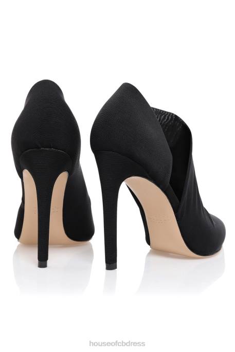 House of CB Honor Black Sueded Cut Out Heels Shoes 4H6N1091