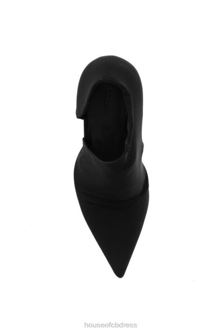 House of CB Honor Black Sueded Cut Out Heels Shoes 4H6N1091