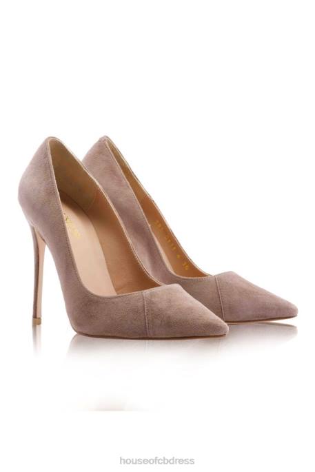 House of CB PARIS 4\' Mocha Suede Pointy Toe Heels Shoes 4H6N1125
